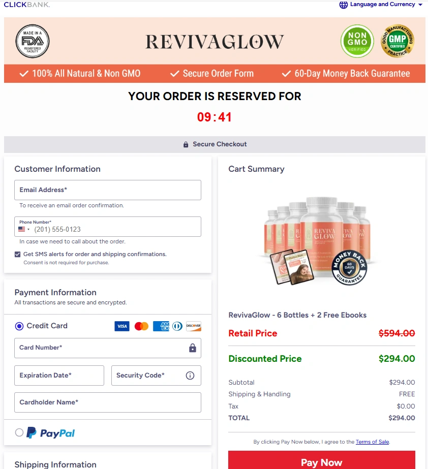 RevivaGlow Order Page